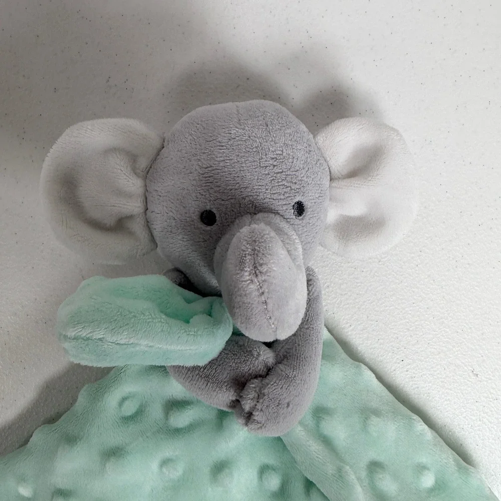 Child of Mine Elephant Lovey Mint Green Little Star Embroidered Security Blanket